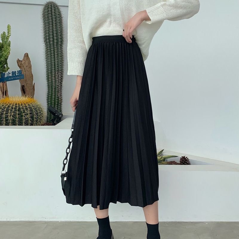 Loose Skirt, Fashion Long Pleated Skirt, High Waist A-line Skirt,
