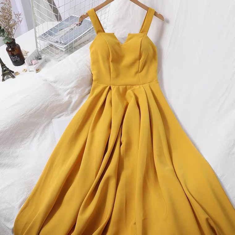 Women's Fashionable Wide Strap Halter Backless Dress