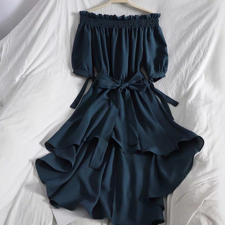 Irregular Stretch Drop-Shoulder Dress
