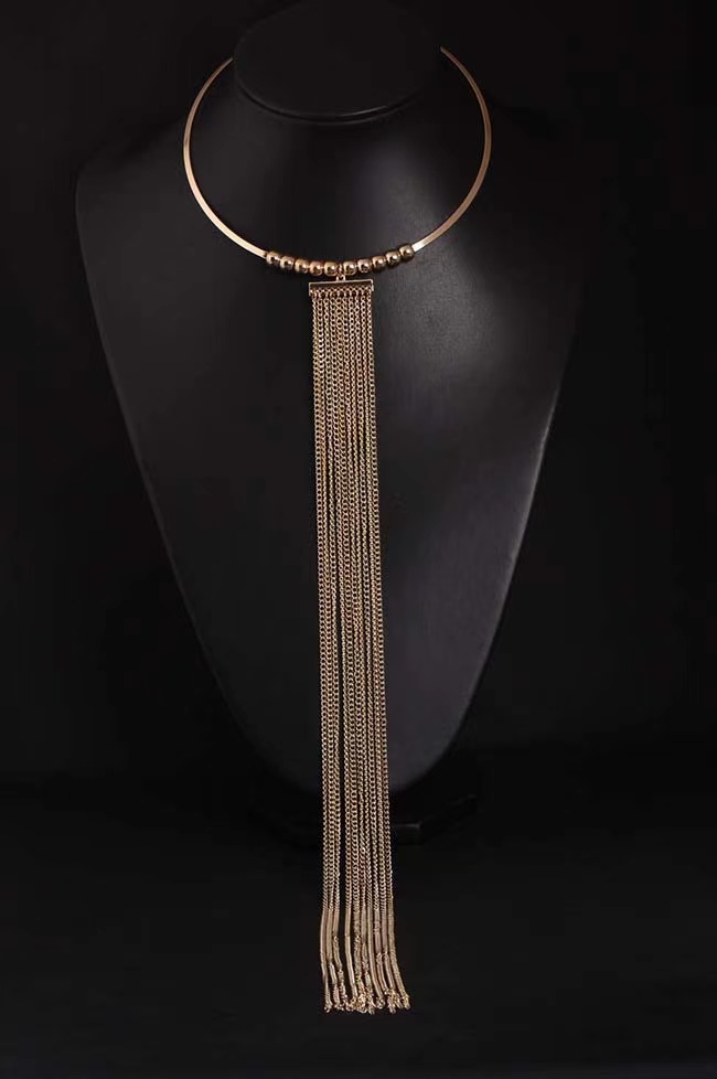 Gold Long Tassel Collar, Exaggerated Necklace, Women's Clothing Accessories, Wholesale Manufacturers