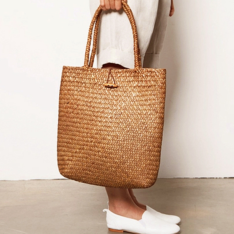Seaweed Woven Bag, Womens Handbag, Travel Beach Bag,Flower basket package