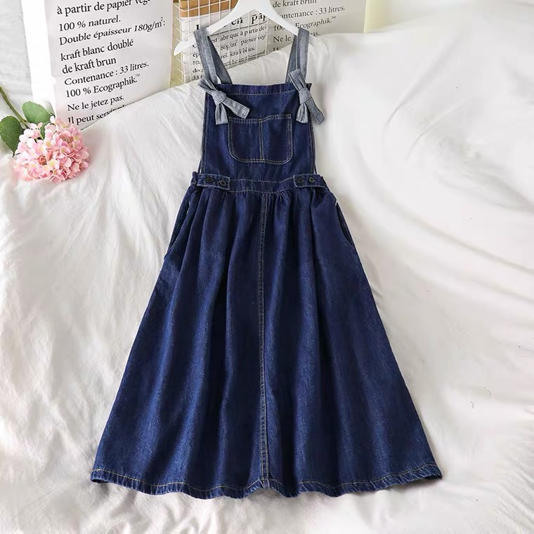 New summer style, young denim straps dress, loose dress