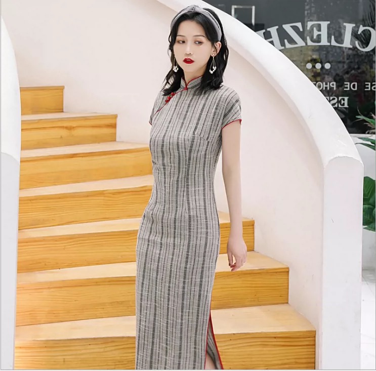 Cheongsam Dress, Summer, Cotton And Linen Cheongsam Dress, Daily/photo, Chinese Style