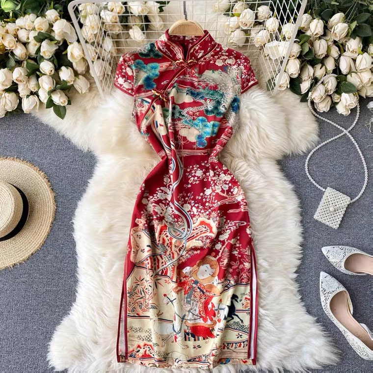 chinese style bodycon dress Chinese Bodycon Dress main image 1