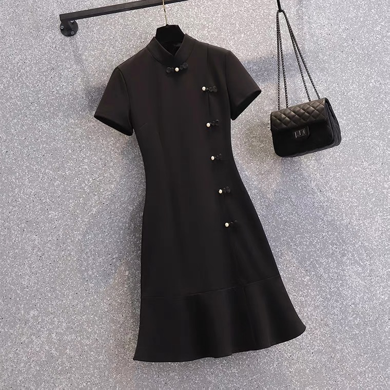 Summer, Small Fresh Cheongsam, Vintage Black Dress ,chinese Style