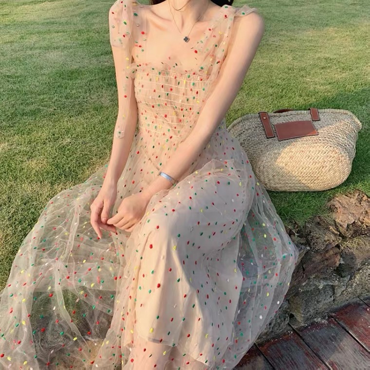beach dress names Sexy Summer Party Dress Women Fashion Bow Straps High Waist Pleated Be