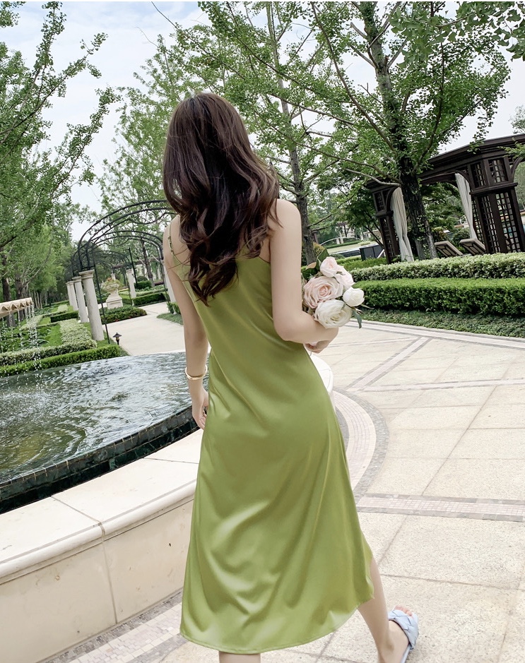 Avocado Green Dress, Satin Black Spaghetti Strap Dress on Luulla Avocado Green Dress, Satin Black Spaghetti Strap Dress on Luulla