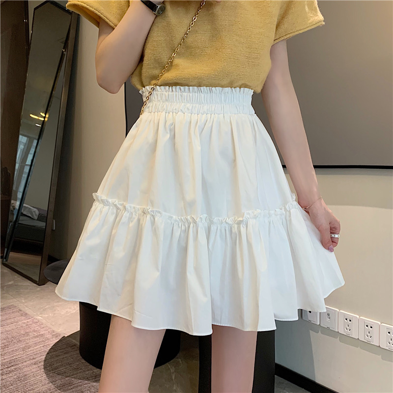 White/black Skirt, Summer, High-waisted Versatile A-line Skirt