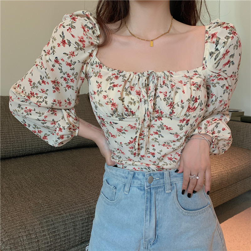 French Style Shirt, Summer Style, Floral Short Top