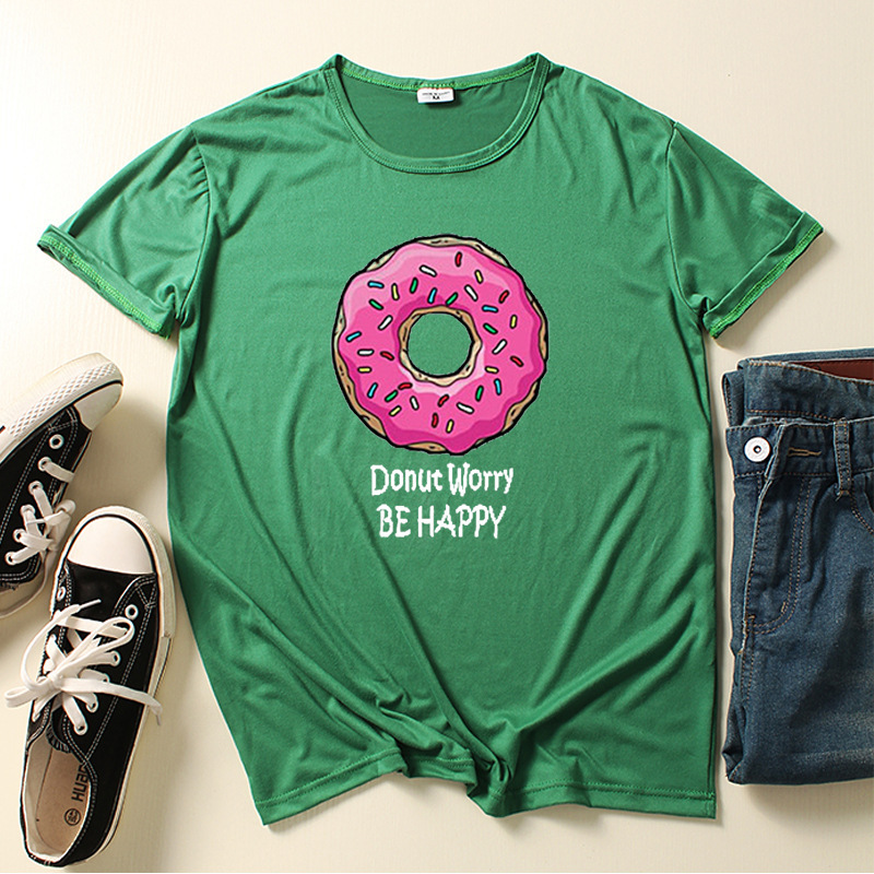 Summer, Short Crop Short Sleeve T-shirt, Sweet Donut Printed T-shirt