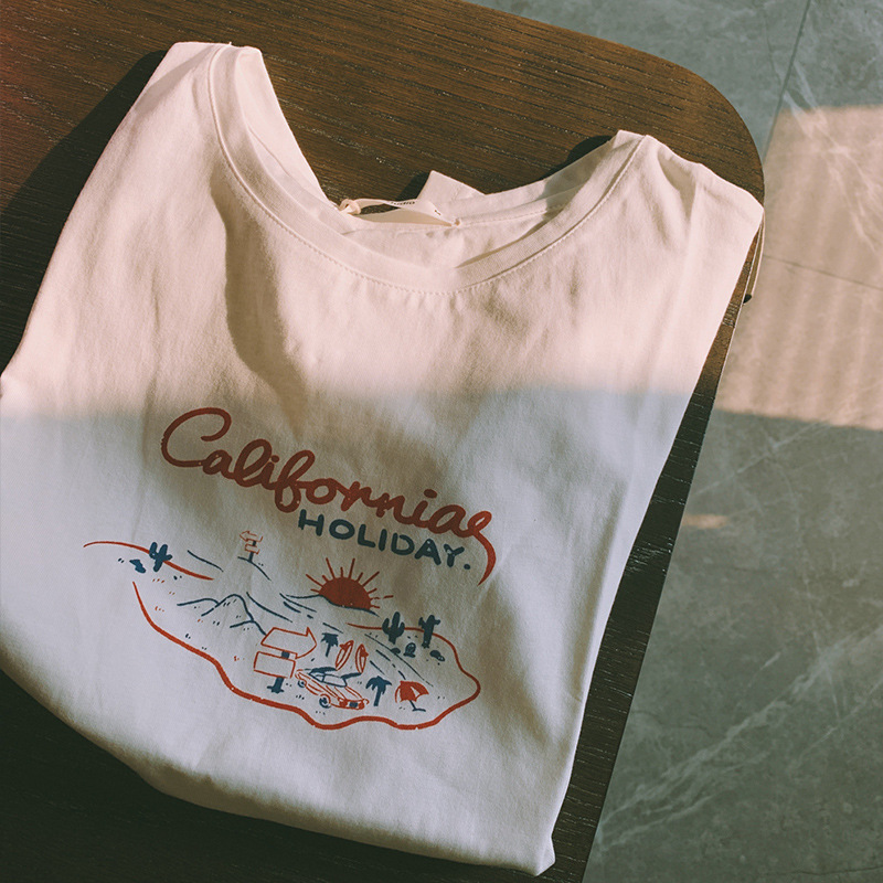 Hotel California, Contrasting Color Sketch, Printed Solid Color T-shirt