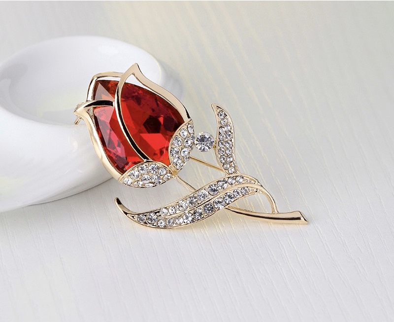 Fashion, flower diamond brooch, tulip glass brooch, rose brooch, wholesale