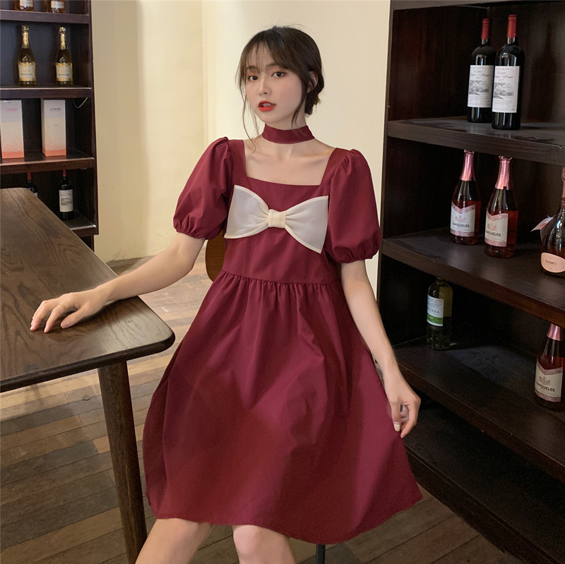 princess polly baby blue dress Whittaker Check Long Sleeve Pleated Dress in Burgundy main image 0
