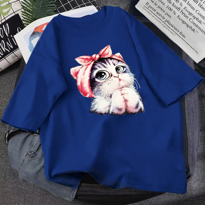 Cat,cartoon T - Shirt, Loose Fun T - Shirt, Couple T - Shirt
