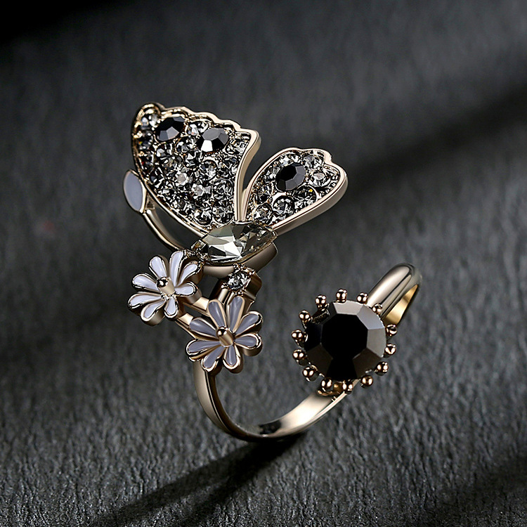 Vintage, butterfly ring, stylish index finger ring, adjustable open ring