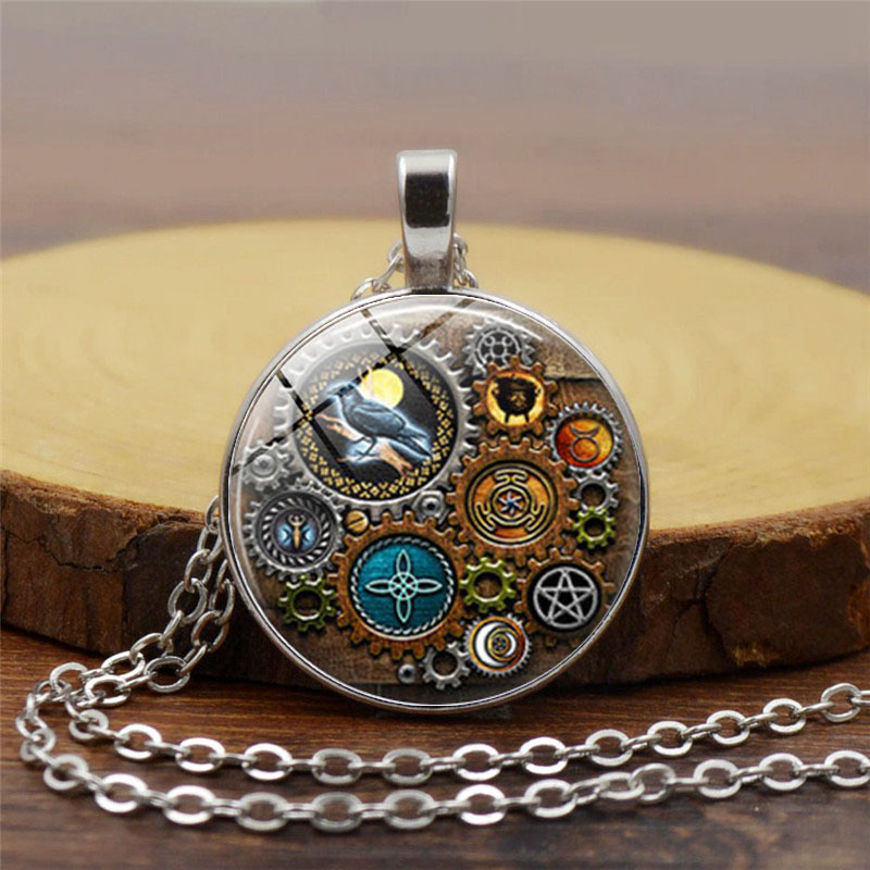 Steampunk Mechanical Time Gem Necklace, popular pendant necklace accessories