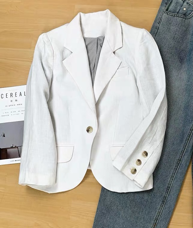 Light Luxury, Small Capital, European And American Single, High Quality, Linen White Suit