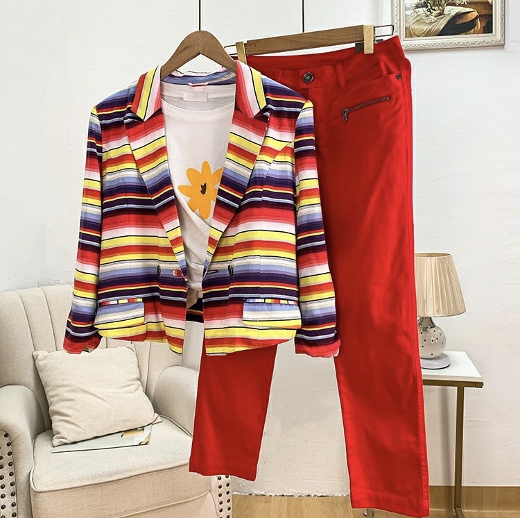 Fun, Comfortable, Soft, Rainbow Striped Suit Coat