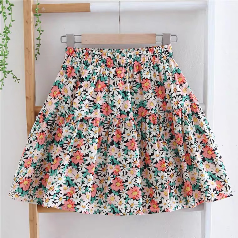Spring And Summer Floral Skirt, High Waist A-line Umbrella Skirt , Safety Bouffant Skirt