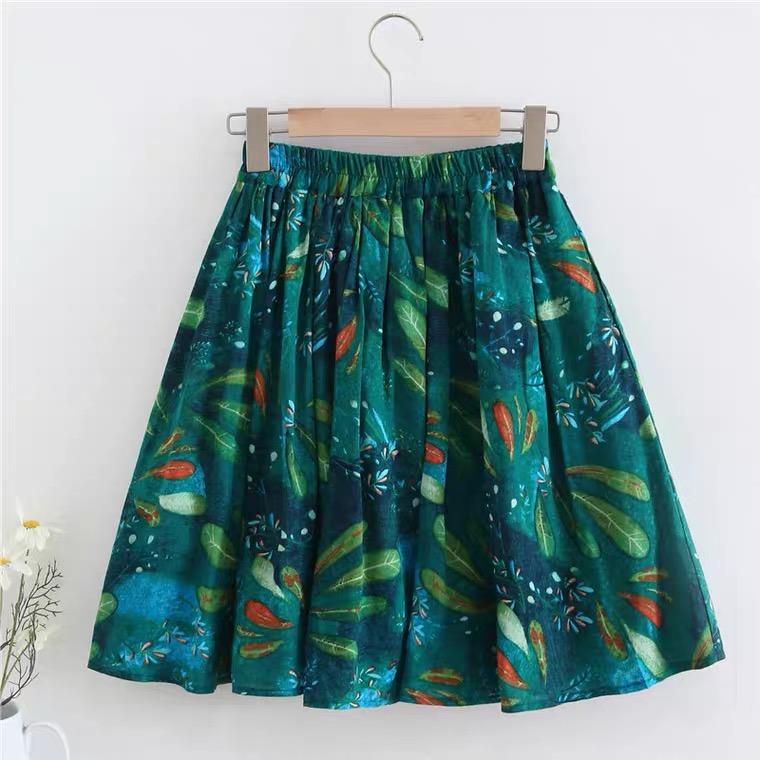 Spring And Summer, A-line Skirt, High Waist Little Floral Skirt