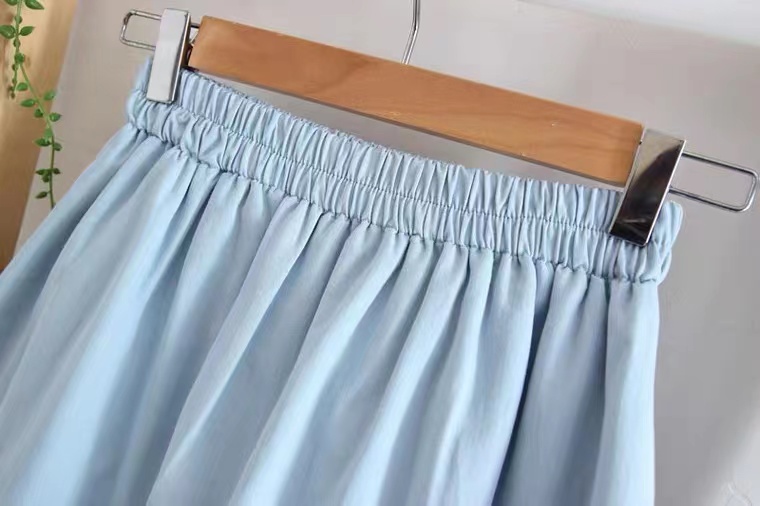 Pleated Cotton A-Line Skirt