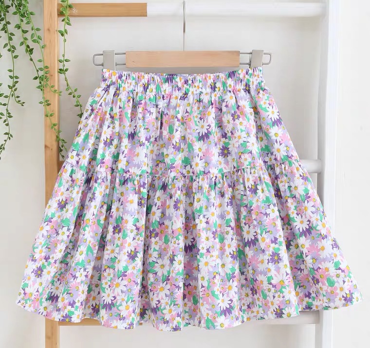 Flowers Little Fresh Skirt, Spliced A-line, Skirt High Waist Skirt ,umbrella Skirt