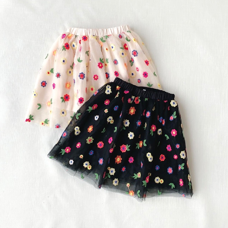 Girls' Skirt, Little Flower Tulle Skirt, Children's Princess Bouffant Skirt,1-12 Years Old