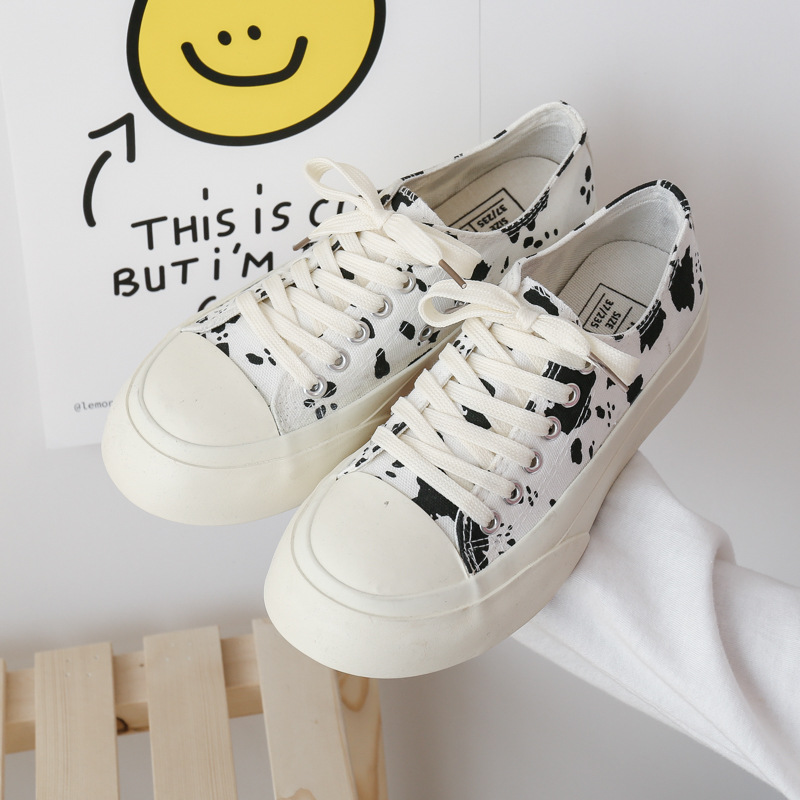 Leopard Print Women's Canvas Shoes, Ulzzang Students' Little White Shoes