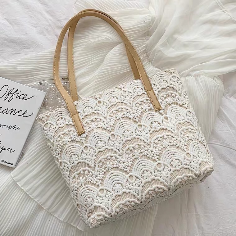 Fairy lace one-shoulder bag, new style, artistic canvas bag, fresh handbag