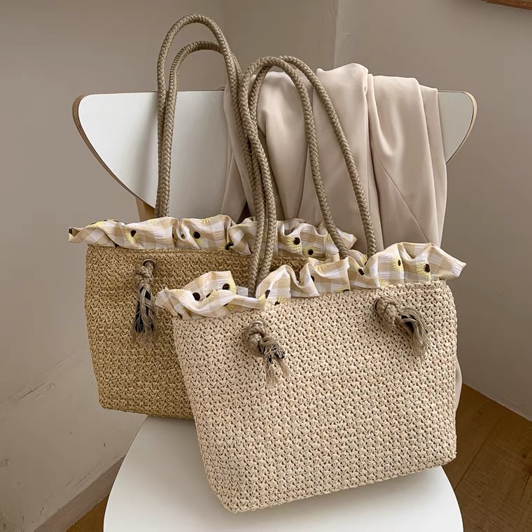 Simple and all-match, lovely lace straw bag, summer, new style, fashion single shoulder bag