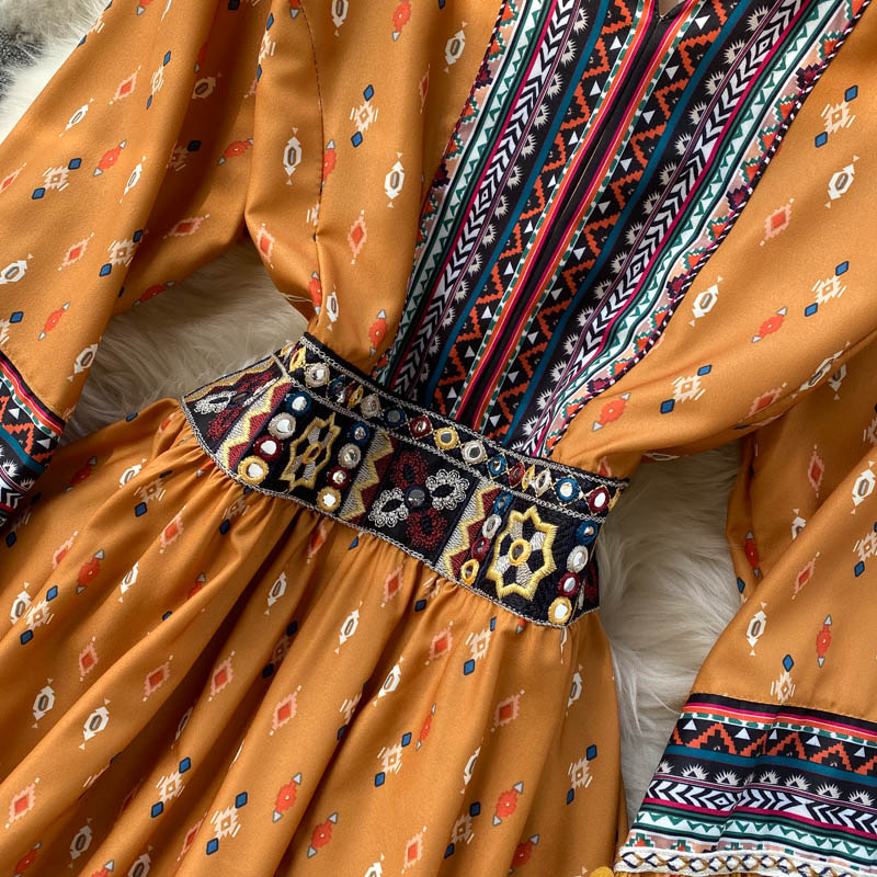 Retro ethnic embroidery dress main image 0