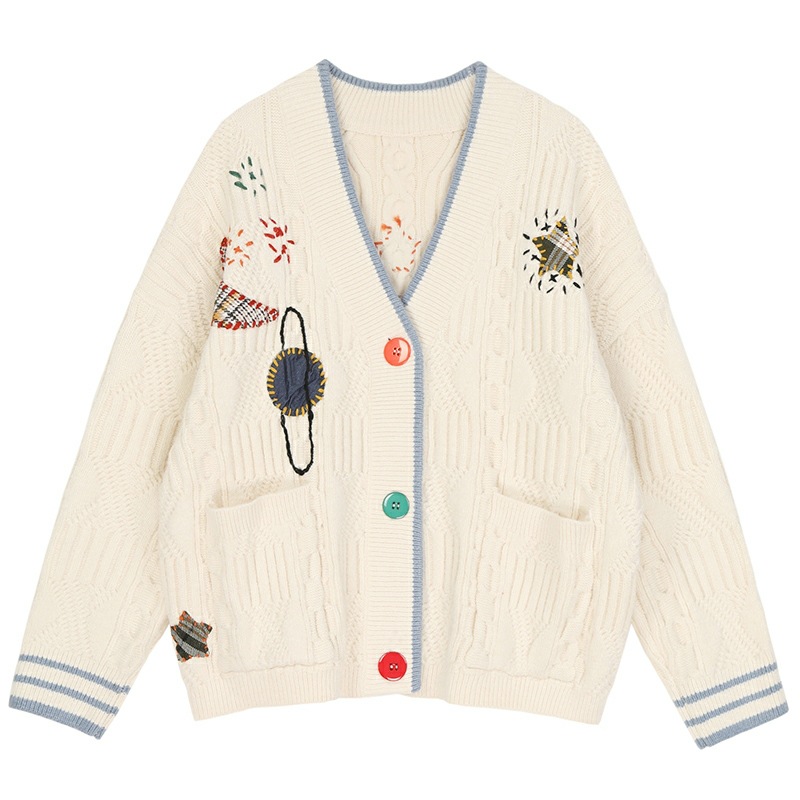 Loose, Lazy, Kiddie Planet Embroidered Sweater on Luulla