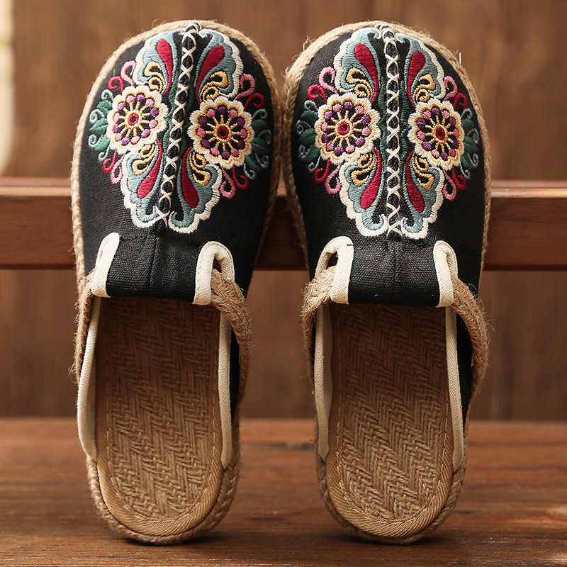 National style, tide cloth shoes slippers, vintage embroidered women's shoes, hand-woven shoes