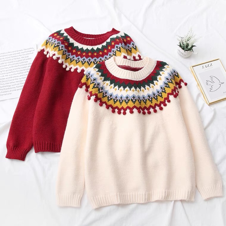Fall/winter, Christmas Sweater, Loose, Lazy Wind, Student Sweater Top