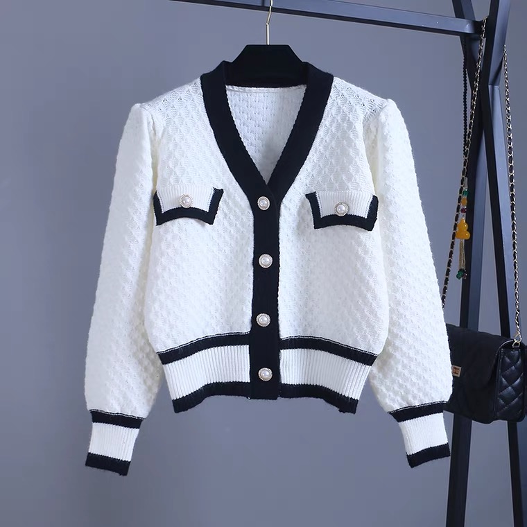Cardigan, Loose, V-neck Short Sweater Coat