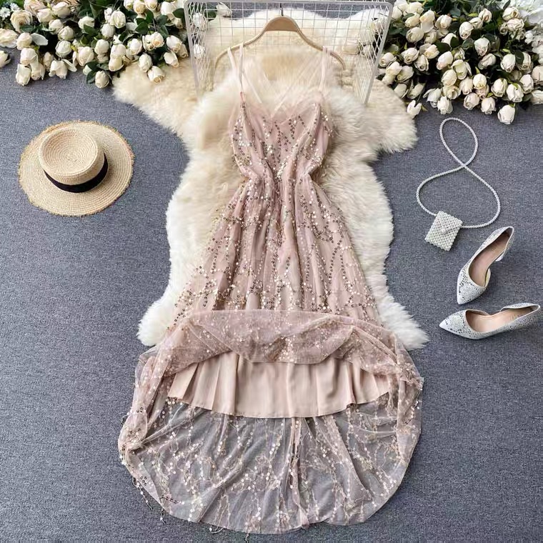 Sequin Dress, Goddess Style, Backless Slim Midi Dress Sequin Dress, Goddess Style, Backless Slim Midi Dress