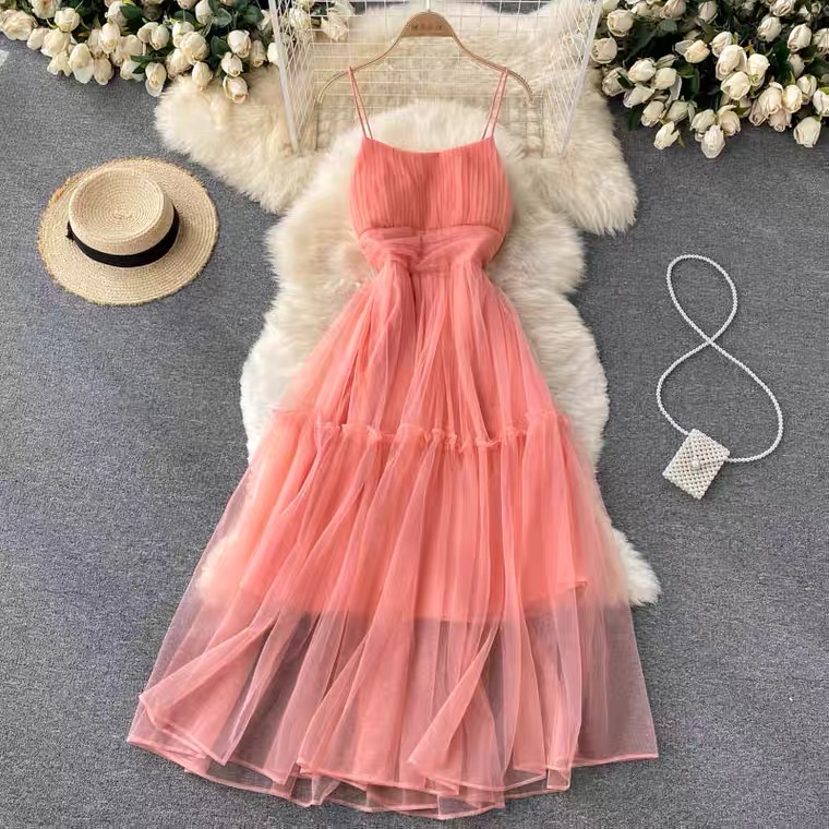 Vacation Trip Shot Pompous Dress Fairy Dress, Princess Dress, Student Waist Halter Dress