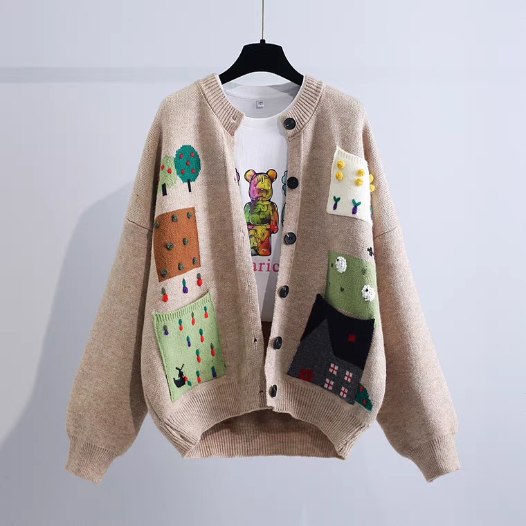 Vintage, Turtleneck Cardigan, Autumn/winter, Loose, Lazy Style, Student Sweater Coat