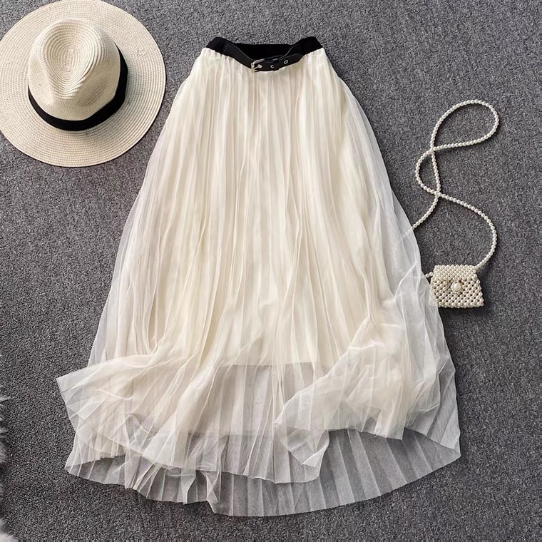 Super Fairy White Tulle Skirt, Elasticated Waist Tulle Skirt Pleated Skirt