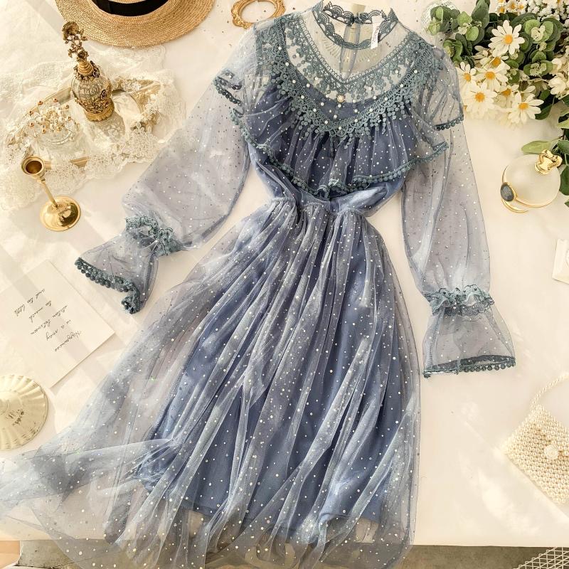 Fairy, Sweet,chic, Gentle Wind, Flounces, Heavy Industry Bright, Piece Nail Bead Tulle Dress