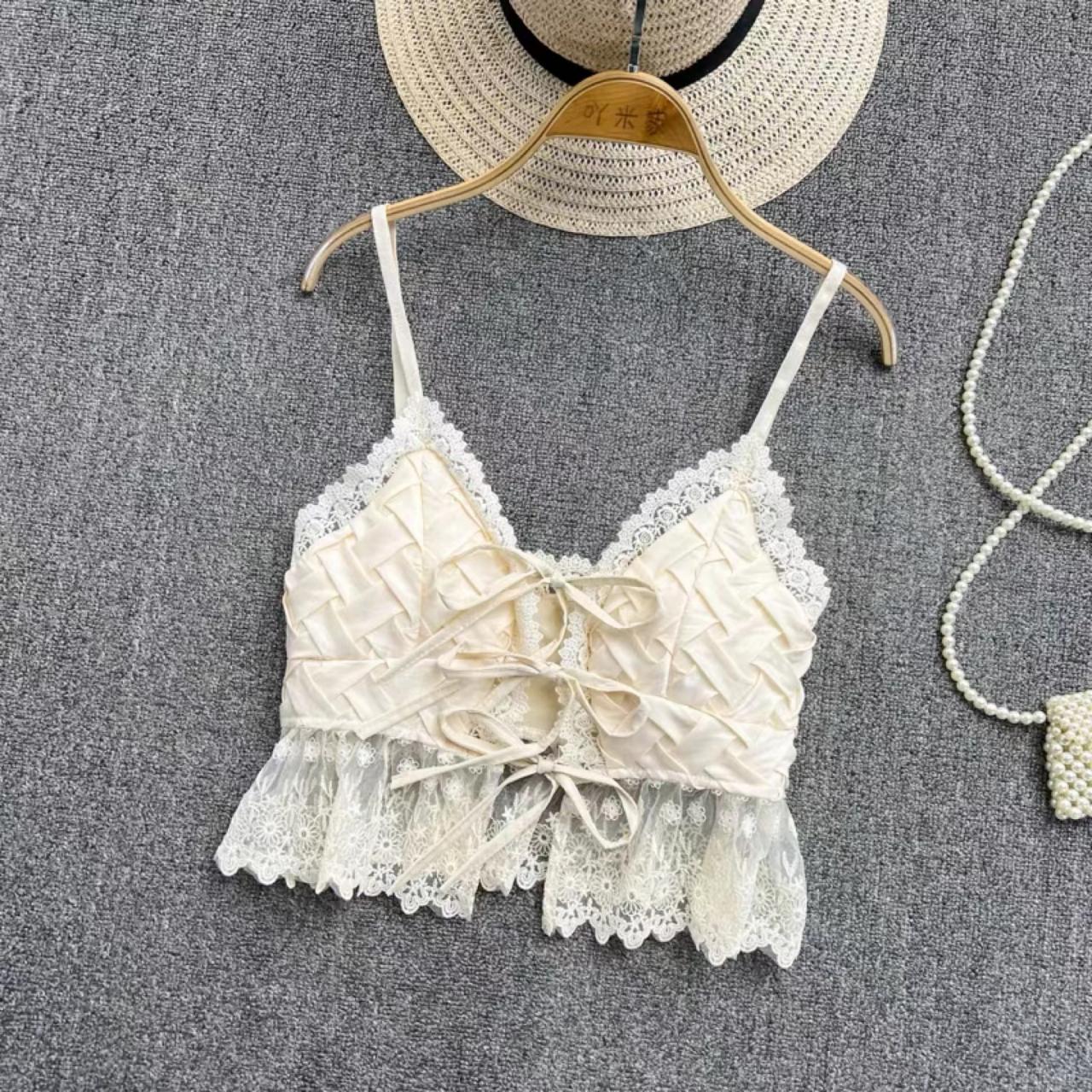 Fashion, Slim, Bow Lace, Crop Top, Beach Holiday Top