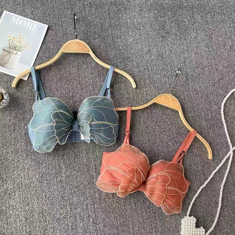 Strapless lingerie, Summer, Sweet, bow, embroidery, Fairy mesh sex wrap bra