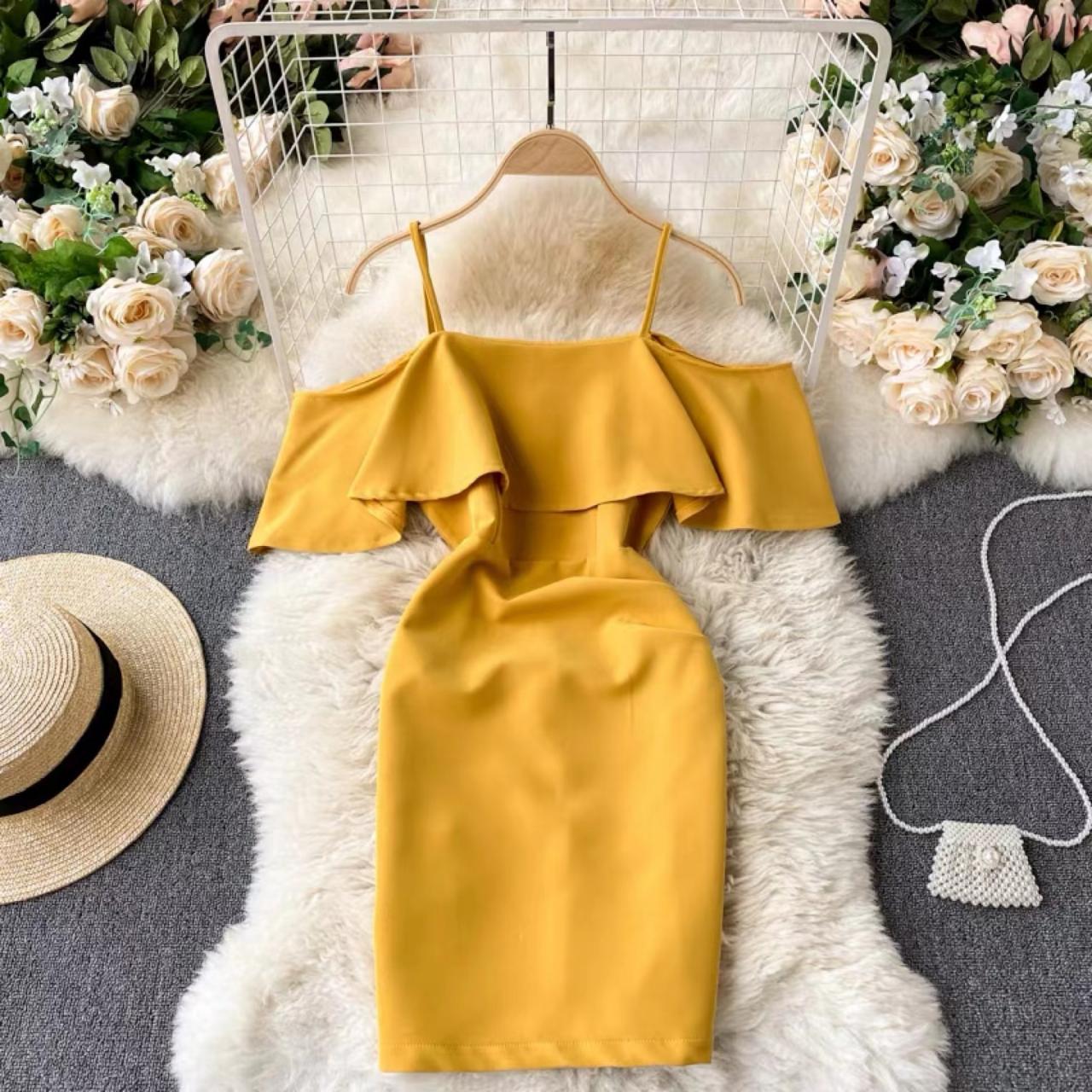yellow bustier dress Long Sequin Prom Dress with Bustier Corset