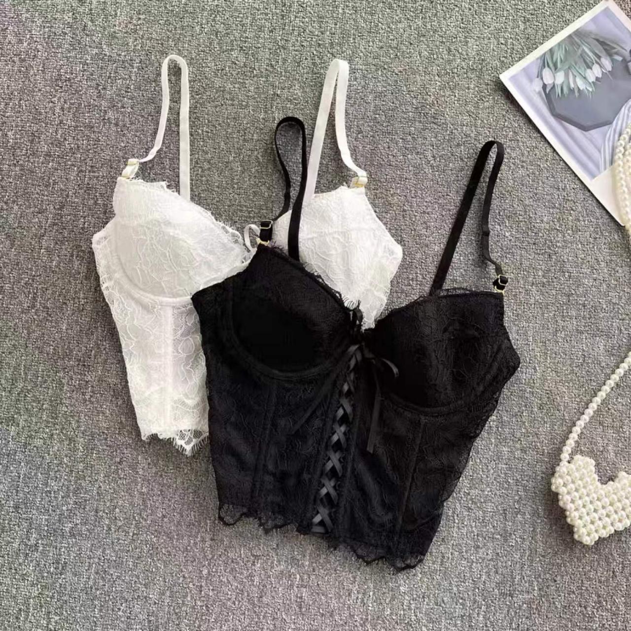 Sexy, Lace, Cross-laced Halter Tops, Girls, Short, Slim And Strapless Tops