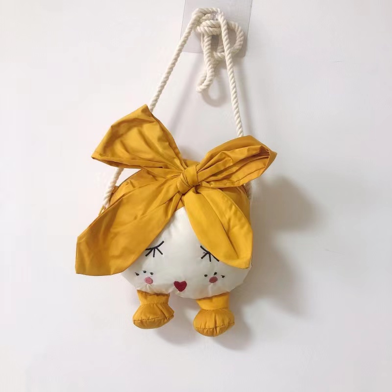 Yellow bow face shape, cross-body bag single shoulder bag, girl cartoon cute bag