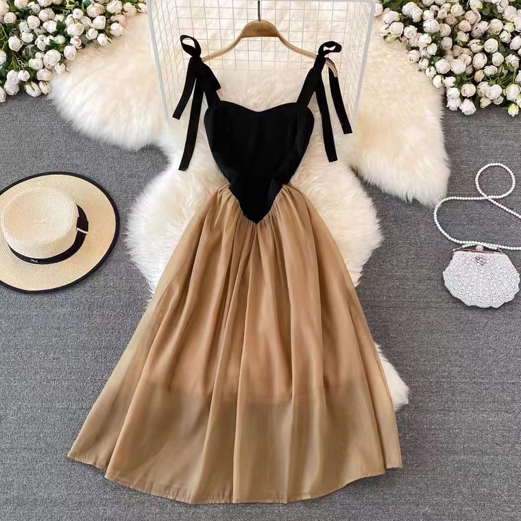 Vintage Halter Dress, Cute, Waist, Matching Color High-waisted Fairy Dress
