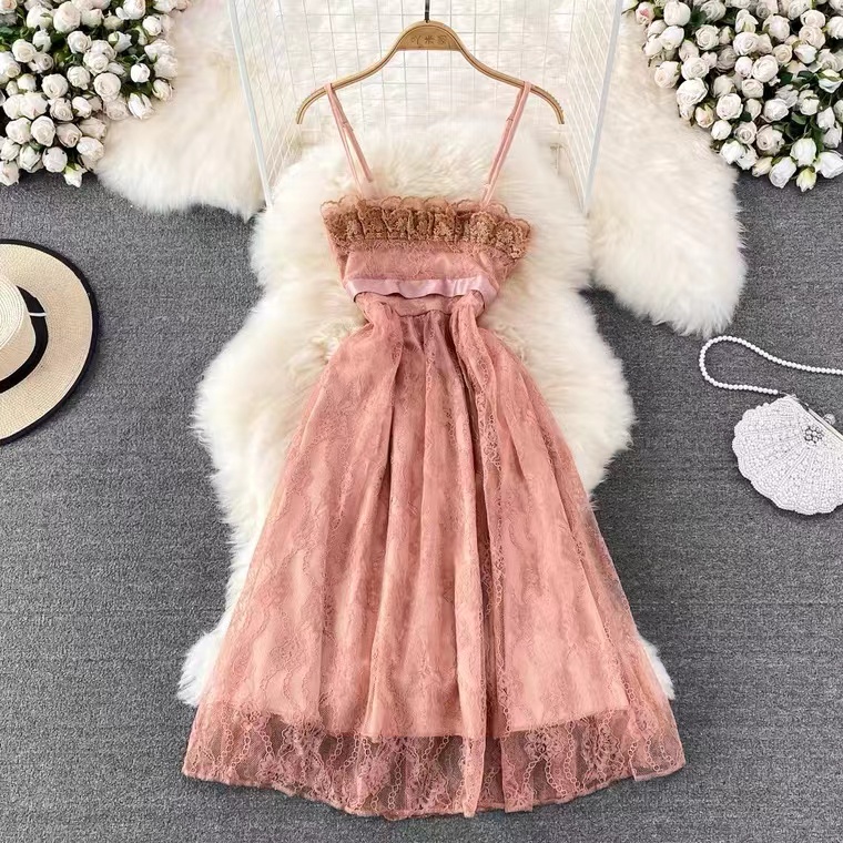 Fashion Halter Dress, Gentle ,chic Party Dress, Fairy Lace Dress