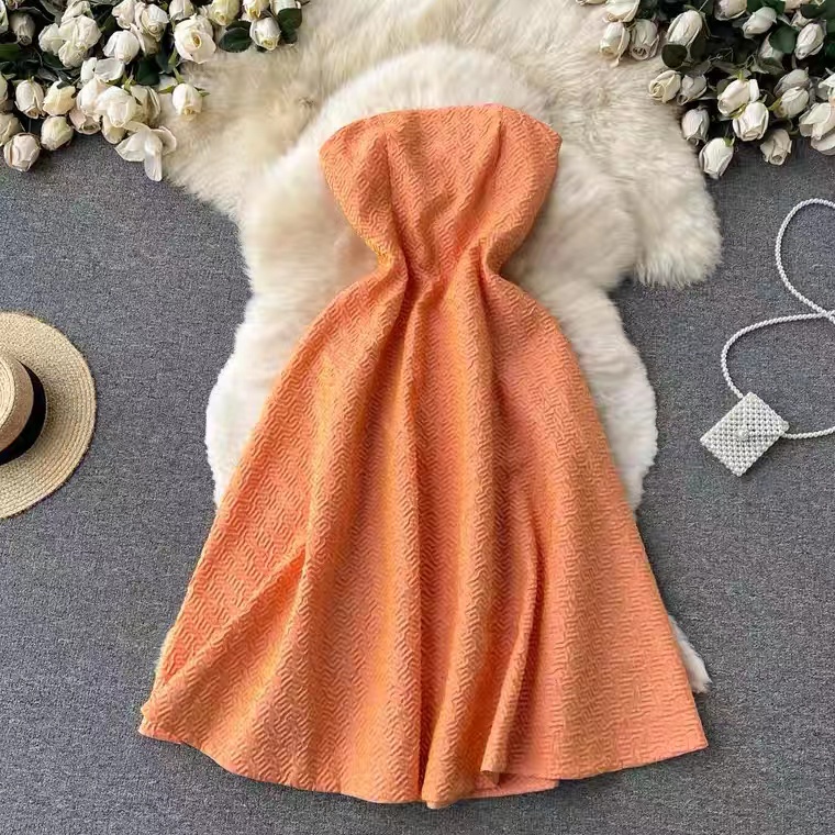 Strapless Party Dress,elegant Orange Dress on Luulla