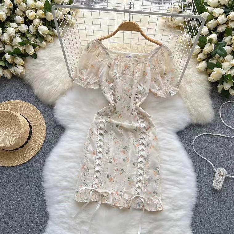 Floral Dress, Temperament Short Dress, Summer, Model Bodycon Dress