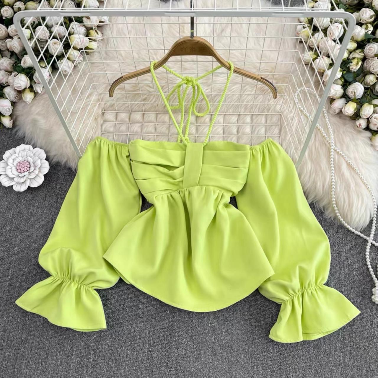 Girl, Off-the-shoulder Bubble Shirt, Peplum Cropped Top
